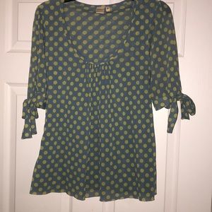 Sweet Pea by Stacy Frati Blouse Teal Polka Dots